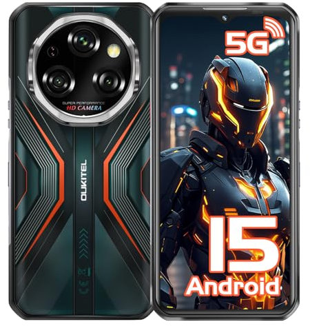 OUKITEL WP55 5G Téléphone Portable Incassable Android 15 2025, 11000mAh/33W Smartphone Incassable, 6.6 FHD+ 120Hz, 36GO+256GO/2TO, 108MP+32MP Caméra, Dual SIM/NFC/Face ID, Telephone de Chantier