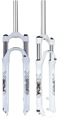 HZXQCVB Horquilla para Bicicleta De Montaña 26/27,5/29'' Horquilla con Suspensión Mecánica Tubo Recto De 1-1/8 Bloqueo Manual Freno De Disco QR Recorrido 100mm(White,26in)