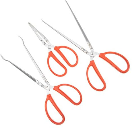 DOITOOL Pinze per Trappola per Granchi e Aragoste in Acciaio Inossidabile Set di 3 Pezzi Ergonomiche 28Cm 38Cm Dritto e Curvo per Pesca e Pulizia Ambientale