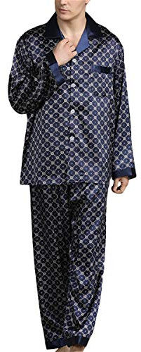 Allmänt satinpyjamas herr lång pyjamas hemmadräkt nattkläder långärmad skjorta och pyjamasbyxor