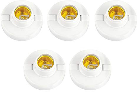 WOIWO 5PCS Popular Lamp Holder E27 Round Plastic Base Screw Bulb Holder White E27 Base Lamp Holder