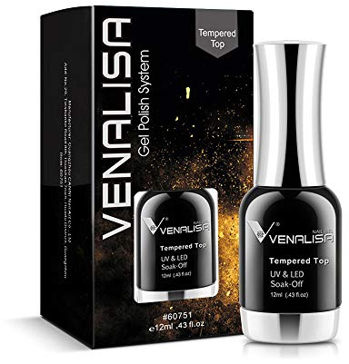 VENALISA 12ML No Wipe Tempered Top Coat, Scratch Resistant Long Lasting High Gloss Soak Off Clear Gel Nail Polish Top Coat 0.43 OZ
