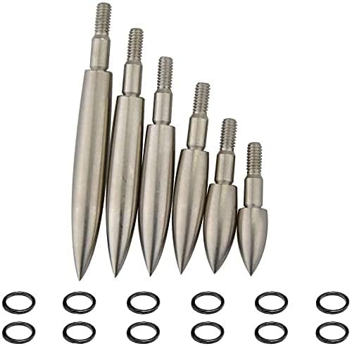 SHARROW 12 pcs Archery Bullet Field Points 100/125/150/200/250/300/350 Grain Arrow Tips Screw in Broadheads Target Shooting Hunting Arrowhead (125 grain, silver)