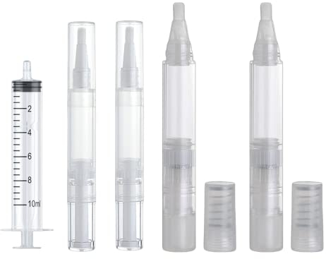 HyzaPhix 5Pcs Touch Up Paint Pen Refillable Paint Brushes Applicator Empty Twist Pen Fillable Touch-Up Paint Brush Pen for Wall Cabinets Furniture Stains Scratches Repair, 5ml +6ml