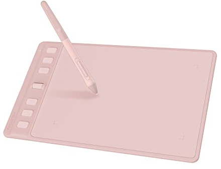 HUION Inspiroy 2 Small Drawing Tablet, Digital Art Tablet with Scroll Wheel, 6 Hot Keys, Battery-Free Stylus, Pink Graphics Tablet for Drawing, Design, Writing, Work with PC, Mac & Android