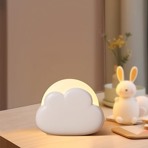 Diboniur Veilleuse Nomade Portable Rechargeable - Nuage pour Allaitement, Lampe Chevet Enfant, Lumière Décor Chambre Bébé, 4 Intensités Réglables (Blanc)