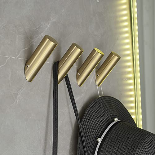 Beelee Crochets à serviettes, crochets porte-manteaux, crochets muraux, crochets porte-manteaux pour salle de bain, résistants, dorés, 4 pièces