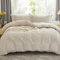 Freyamy Seersucker Bettwäsche 200x220cm 3teilig Beige Geprägt Streifen Strukturiert Bettwaren-Sets Uni Gebürstet Microfaser Weiche Bettbezug mit Reißverschluss und 2 Kissenbezug 80x80cm
