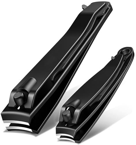 Xnourney Juego de cortaúñas de acero inoxidable negro mate resistente con lima de uñas, cortador de uñas ultra afilado, cortador de uñas y pies, herramientas de cortaúñas para hombres y mujeres