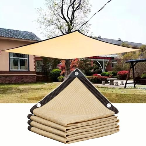 Malla De Sombreo Exterior 3×3m 3×4m 3×5m 4×4m 4×5m,Tela De Sombreo para Plantas,Red De Sombra De Protección Solar Beige,Malla Sombreadora con Ojales,Vela De Sombreo,Toldo,Beige-3x5m(9.8 * 16.4ft)