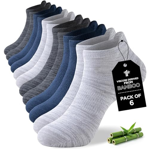 Niorasen Calcetines Tobilleros Hombre de Bambú 43-46, Calcetines Cortos Mujer 37-42, Trabajo, Transpirables Deporte de Running y Ciclismo, Antiampollas, Extrasuaves, 6 Pares