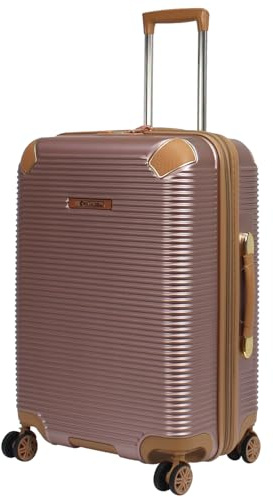Rocklands® Expandable 4 Wheel ABS-PC Hard Shell Luggage Suitcase TSA Lock (Rose Gold, Medium - 66 x 46 x 27 cm)