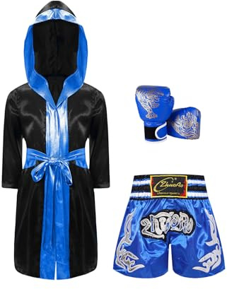 Runhomal Barn pojke boxning badrock set med kampboxning shorts handskar kickboxning thai träning MMA Muay Thai 5–16 år