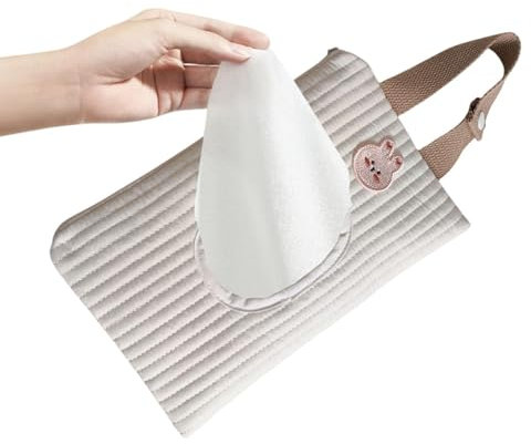 Portable Tissue Dispenser, Stroller Wipe Bag, Travel Wipes Case, Dustproof Tissues Container, 9.06 x 5.91 inches, Perfect for Baby Care, Makeup Removal, and Daily Hygiene Needs