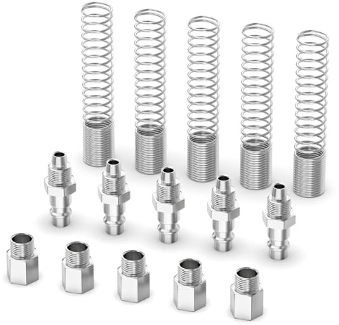 ERGAOBOY 5 piezas macho de aire industrial de acoplamiento y kit de enchufe para 8MM OD x 5MM ID tubo, resorte de carga de compresor neumático accesorios