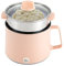 vinnyooc Elektrische Hot Pot mit Dampfgarer, 1,7L Tragbare Antihaft Multikocher, Elektrischer Kochtopf für Steak Ramen Hafer (Rosa)