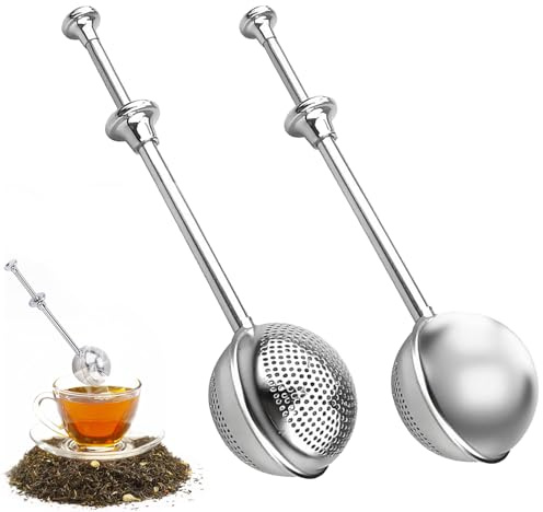Lot de 2 infuseurs, pinces et passoire pour thé en vrac, acier inoxydable, boules télescopiques