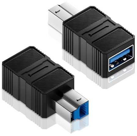 Duttek USB A to USB B Adapter, High-Speed 5Gbps Type 3.0 Female to Type B (MIDI) Male Power and Data Extension Adapter, for Audio Interface, Electronic Piano, Printer, Scanner (2-Pack)