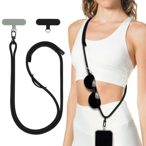 HOTUT Telefonband, crossbody med lapp, 2 st justerbar stöldskyddsrem och 2 st handledsrem, nacktelefonhållare kompatibel med de flesta telefoner, fodral, nyckelband och mer