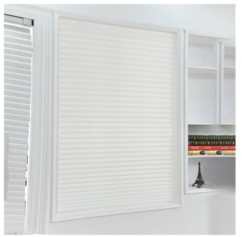 Självhäftande plisserade gardiner i icke-vävt material, självhäftande halvskuggande persienner för vardagsrum, gardiner för kök och sovrum för fönster (vit, 90 x 150 cm)