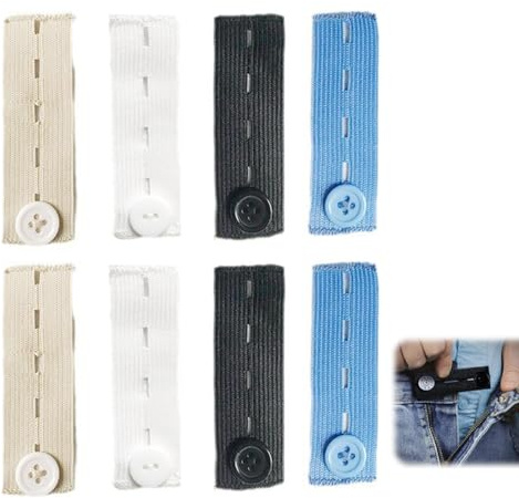 HAPZUR Estensore Vita Pantaloni 8 Pezzi (4 Colori), Bottoni Jeans Regolabili per Allargare & Stringere, Soluzione Senza Cucire per Premaman, Jeans, Pantaloni, Gonne. Massimo Comfort.
