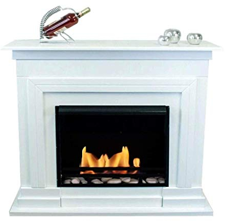 Kaminbau Mierzwa Ethanolkamin Gelkamin Berlin Deluxe Royal XXL Inkl. einen 3 Liter Gel und Ethanolbrenner mit Keramische Watte - 1 Sicherheitsglas - 1 Set weiße Deko Steine (Glanzlack Weiß)