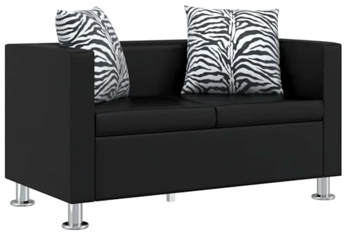 vidaXL Divano 2 posti in pelle artificiale nera Chaise Lounge reclinabile