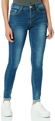 Miss RJ Jean skinny taille haute push up pour femme, bleu, W36