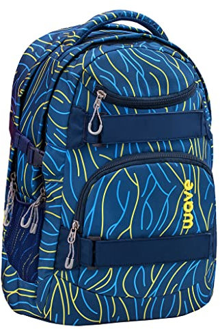 Wave Infinity Blau Schulrucksack mit Laptopfach Tabletfach/Brustgurt Hüftgurt / 43 x 31 x 22 cm / 30 Liter/Unisex/Rucksack Daypack (338-72/A Yellow Lines)