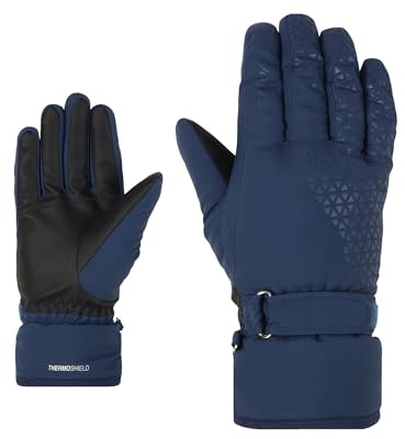 Ziener KISAR - Gants de Ski/Sports d'hiver pour Femme - Imperméables - sans PFC - Bleu Marine foncé - 7