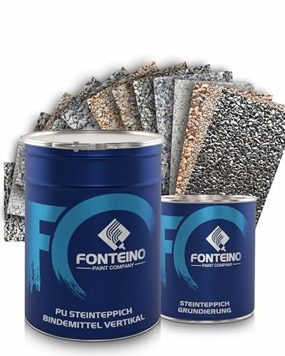 Steinteppich Set vertikal Marmorkies für Wand Sockel Treppe (25KG Grigio Carnico 1-4mm + 3KG PU Wandbindemittel + 1KG Grundierung)
