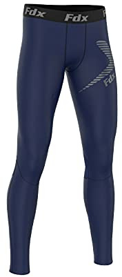 FDX Men’s Compression Tights, Highly Breathable, Lightweight Leggings, Elastic Cool Quick Dry Base Layer Bottom Trouser All Season for Running, Gym Fitness, Workout Training, Exercise (NavyBlue-M)
