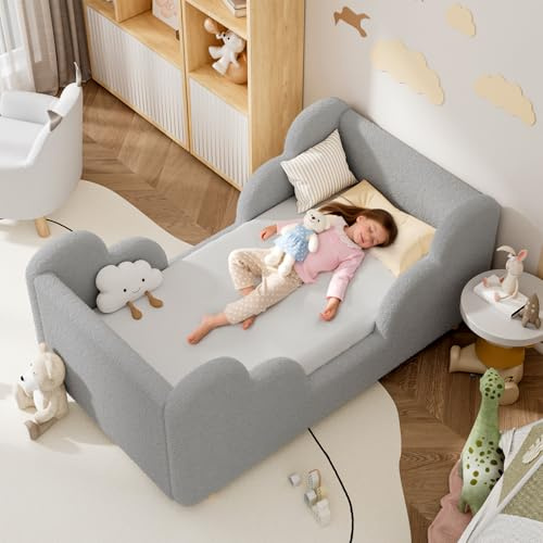 Meulbaty Grey Lively 70x140cm Cloud Toddler Bed, Mattress not Included