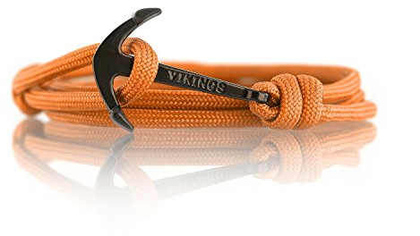 Anker Armband Nylon Modeschmuck Maritim Unisex :: Ankerfarbe: Schwarz :: (Orange Sunset)