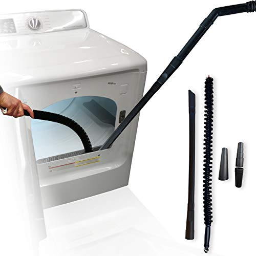 Vacuum Attachment for Dryer Vent, Crevice Cleaning Tool for Clothes Dryer with Lint Trap Brush and Flexible Hose. Duct Cleaner Kit. Designed By Dryer Vent Cleaning Technicians.