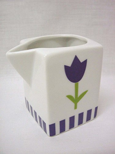 LECHERA Jarra Leche Ming Cuadrada Porcelana Rayas TULIPAN Azul