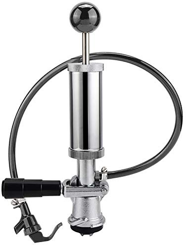 MRbrew Keg Party Pump, American D System Beer Keg Tap Keg Hand Pump 4'' Picnic Pump with Beer Faucet & Beer Hose, Chrome-Plated Keg Draft Beer Party Pump with 2 Hose Clamps Kegerator Pump for Homebrew