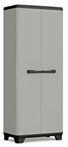 Keter | Armoire Haute Planet - Plastique recyclé, Gris/Noir, Cabinets, 680x390x1730 mm