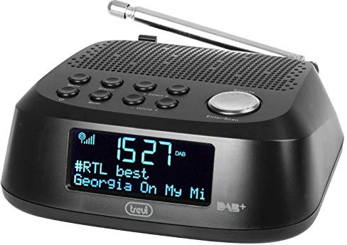 Trevi RC 80D4 DAB, Radiosveglia Digitale da Comodino con Ricevitore DAB/DAB+, Funzioni Sveglia Snooze e Sleep, 30 Stazioni Memorizzabili DAB / DAB+ e FM RDS, Nero