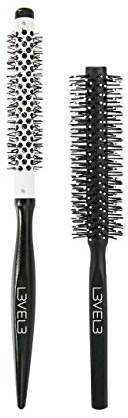 L3 Round Brush Set - Professional and Lightweight Design - Hair Stylist and Hair Dresses - Heat Resistant - Level Three Hair Brush - 2pc