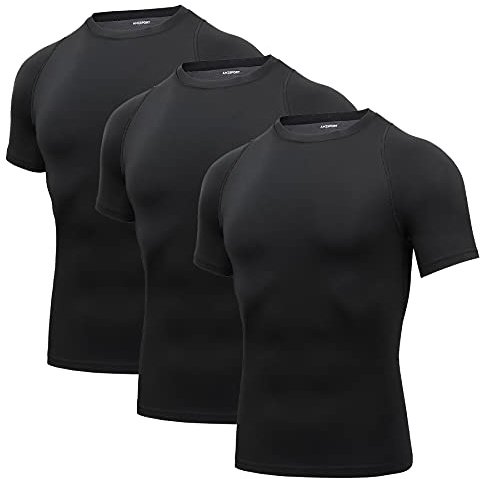 AMZSPORT Funktionell cool torr kortärmad kompressionströja för herr träning löpning