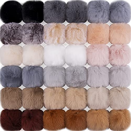BQTQ 36 Pezzi Pompon in Finte Pelliccia Pom Pom Palla per Portachiavi Cappelli da Maglia Borse Accessori, 18 Colori