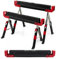 COSTWAY 2 x ​Arbeitsbock höhenverstellbar, bis 1180 kg belastbar, Klappbarer Sägebock, Rutschfeste PVC-Oberseite, Tragbarer Unterstellbock mit Griff, Faltbarer Gerüstbock Klappbock (Rot+Schwarz)