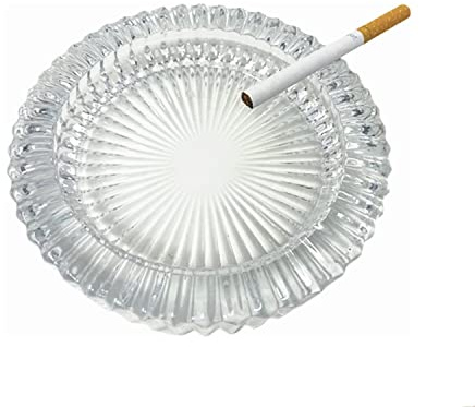 Large 6“ Round Glass Ashtray For Adults, Big Smoking Ashtray For Home Restaurant, Tabletop Decoration