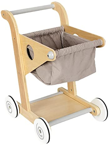 harayaa Carrello Giocattolo in Legno per attività di Spesa per Bambini, Grigio