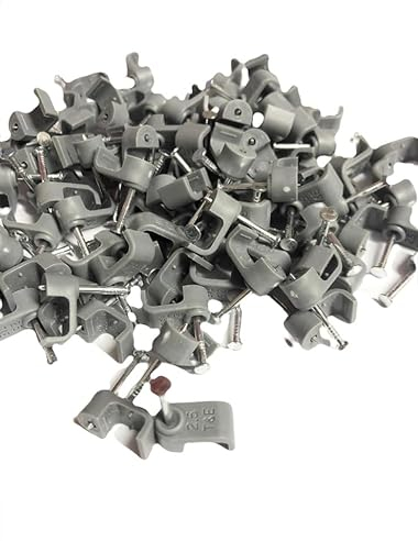 2.5mm Twin & Earth (10x5) Grey Cable Clips 100 Pack Nail Clips, Cable Tacks for Electrical Cables