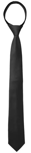 Lilbitty Cravatta nera prelegata regolabile stretta con chiusura lampo 6,9 cm lunga stretta cravatta a scatto tinta unita per matrimonio, laurea, scuola, Nero , L