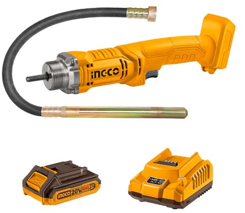 INGCO 20V Lithium-Ion Handheld Concrete Vibrator 2300RPM with 1Pcs 2.0Ah Battery Electric Cordless Concrete Vibrating Tool CCVLI2023011