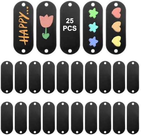 25 Stück Hundemarke Rohling Schwarz Dog Tag Rohling Gravur Rohlinge Aluminium Stanzrohlinge Aluminium mit 2 Löchern Blank Laser Tag Erkennungsmarke Metall Schmuckanhänger