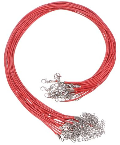 QUARKZMAN 20Pcs Cordón de Collar Encerado a Granel Rojo 1.5mm Dia 18 Cuerda de Collar con Cierre de Cadena para Colgantes Pulseras Suministros para Hacer Joyas Accesorios